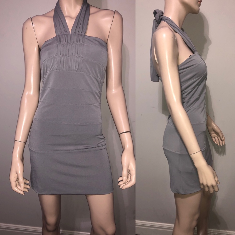 BCBGeneration Gray Halter Dress 4